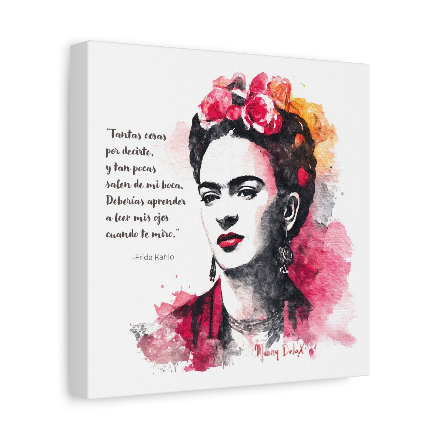 Frida Kahlo Canvas Print Watercolor Portrait with Quote