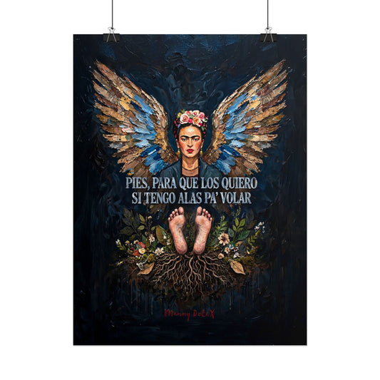 Frida Kahlo Wings Poster – "Pies, para que los quiero si tengo alas pa' volar" Rolled Art Print