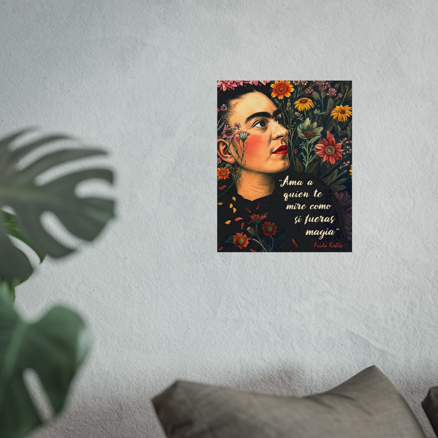 Frida Kahlo Inspired Empowering Boho Floral Wall Art Print