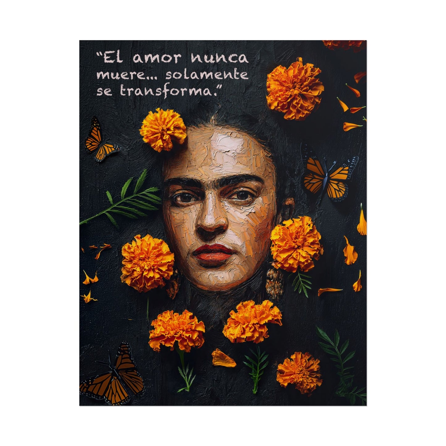 Frida Kahlo Inspirational Rolled Poster - "El amor nunca muere" Art Print