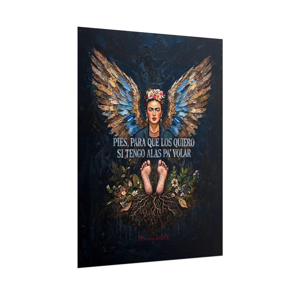 Frida Kahlo Wings Poster – "Pies, para que los quiero si tengo alas pa' volar" Rolled Art Print
