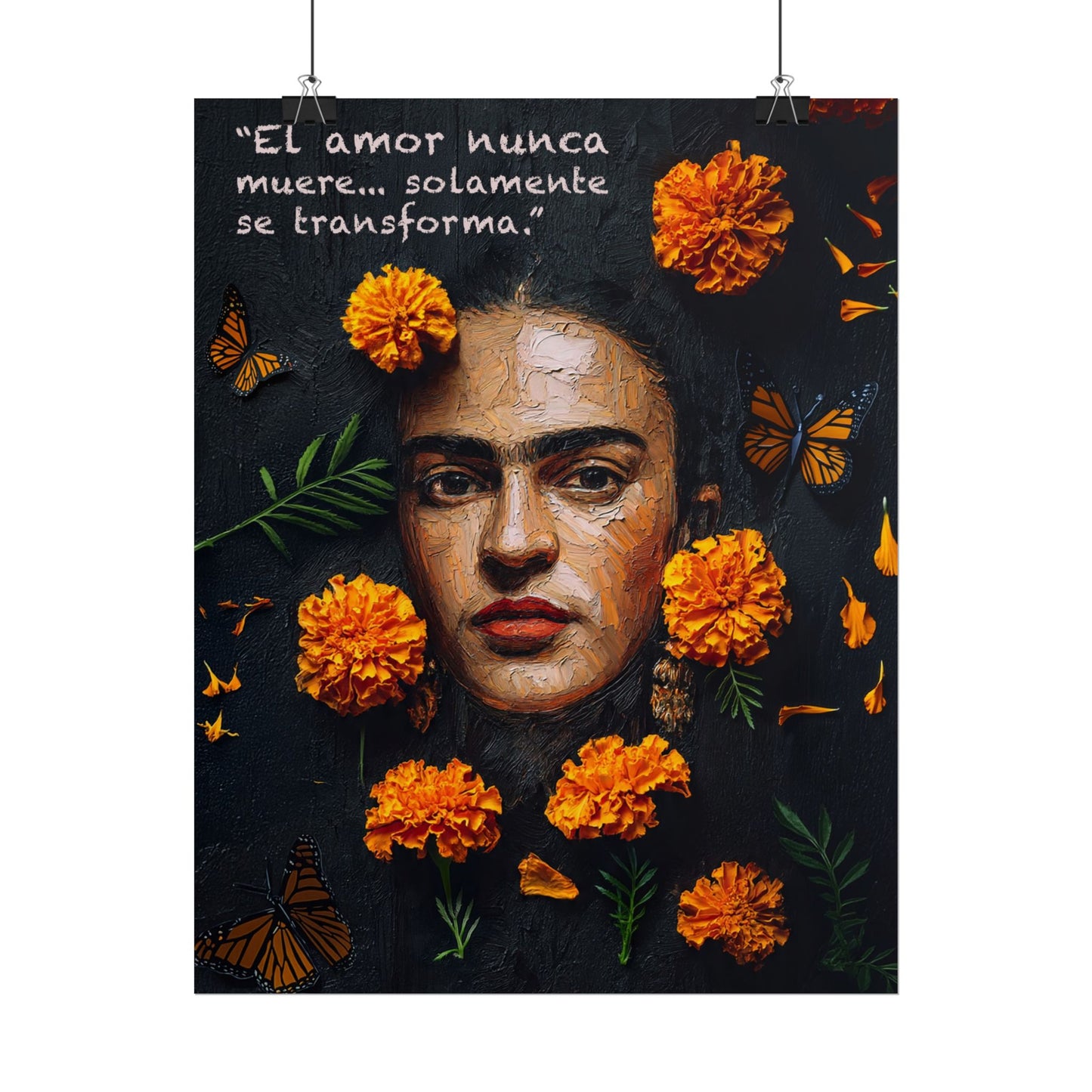 Frida Kahlo Inspirational Rolled Poster - "El amor nunca muere" Art Print