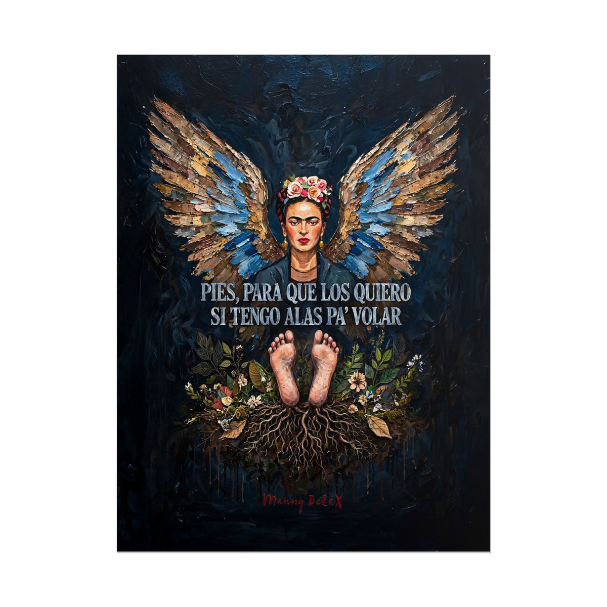 Frida Kahlo Wings Poster – "Pies, para que los quiero si tengo alas pa' volar" Rolled Art Print
