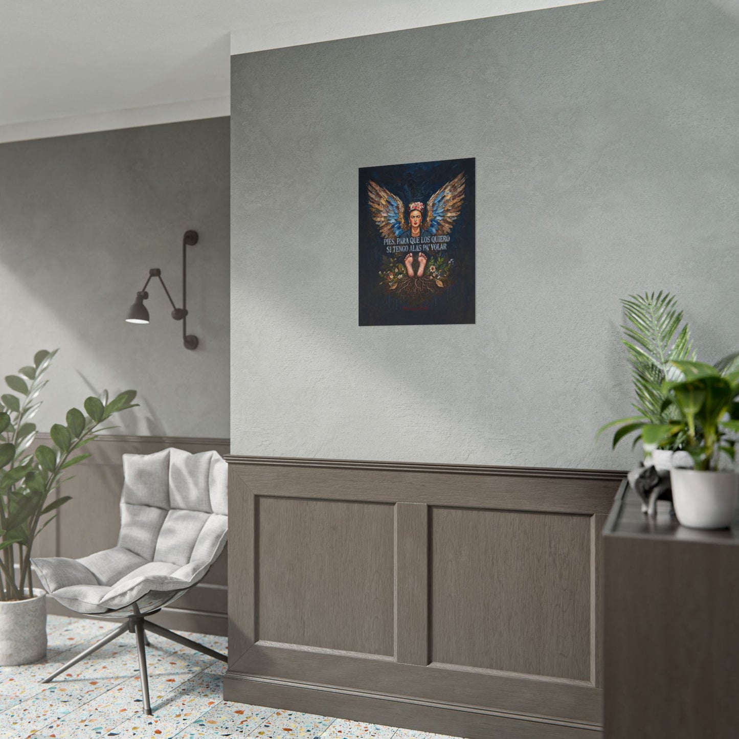 Frida Kahlo Wings Poster – "Pies, para que los quiero si tengo alas pa' volar" Rolled Art Print