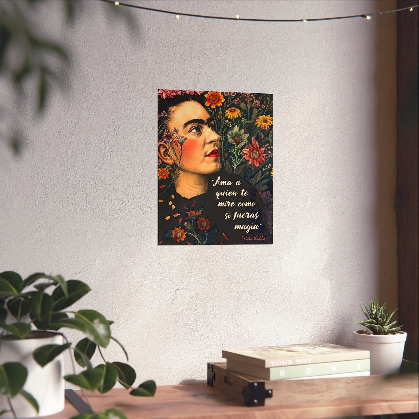Frida Kahlo Inspired Empowering Boho Floral Wall Art Print