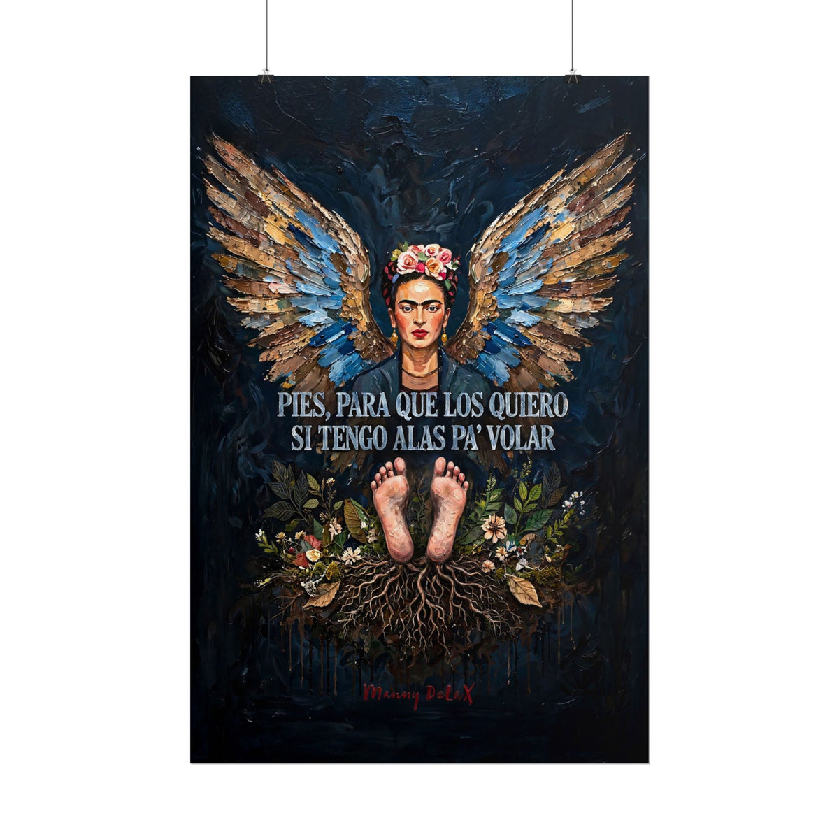 Frida Kahlo Wings Poster – "Pies, para que los quiero si tengo alas pa' volar" Rolled Art Print