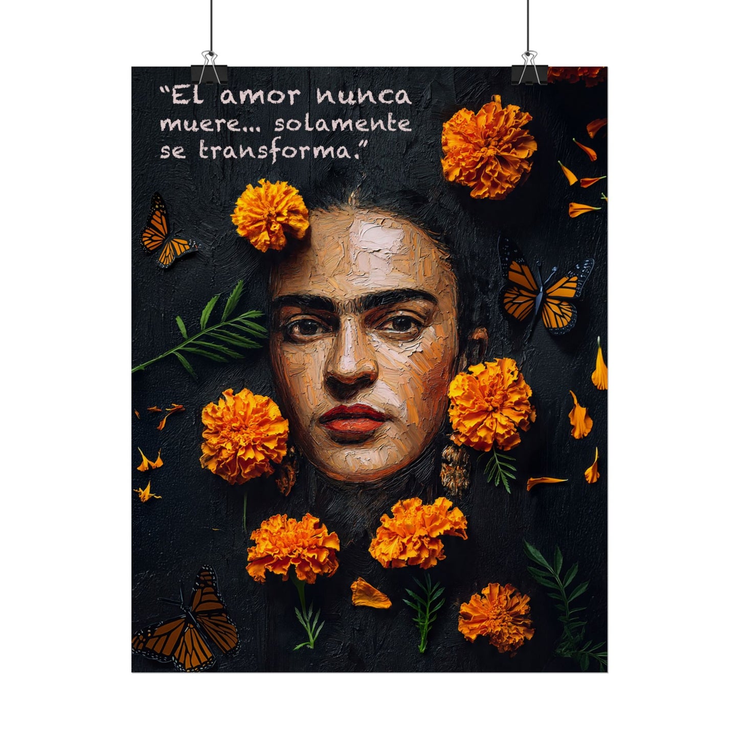Frida Kahlo Inspirational Rolled Poster - "El amor nunca muere" Art Print