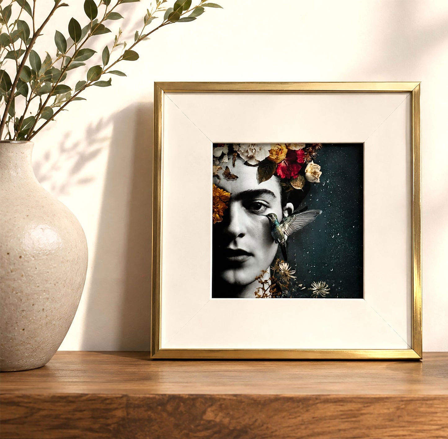 Frida Inspired Surrealist Art Print - Framed Poetic Contemporary Portraiture