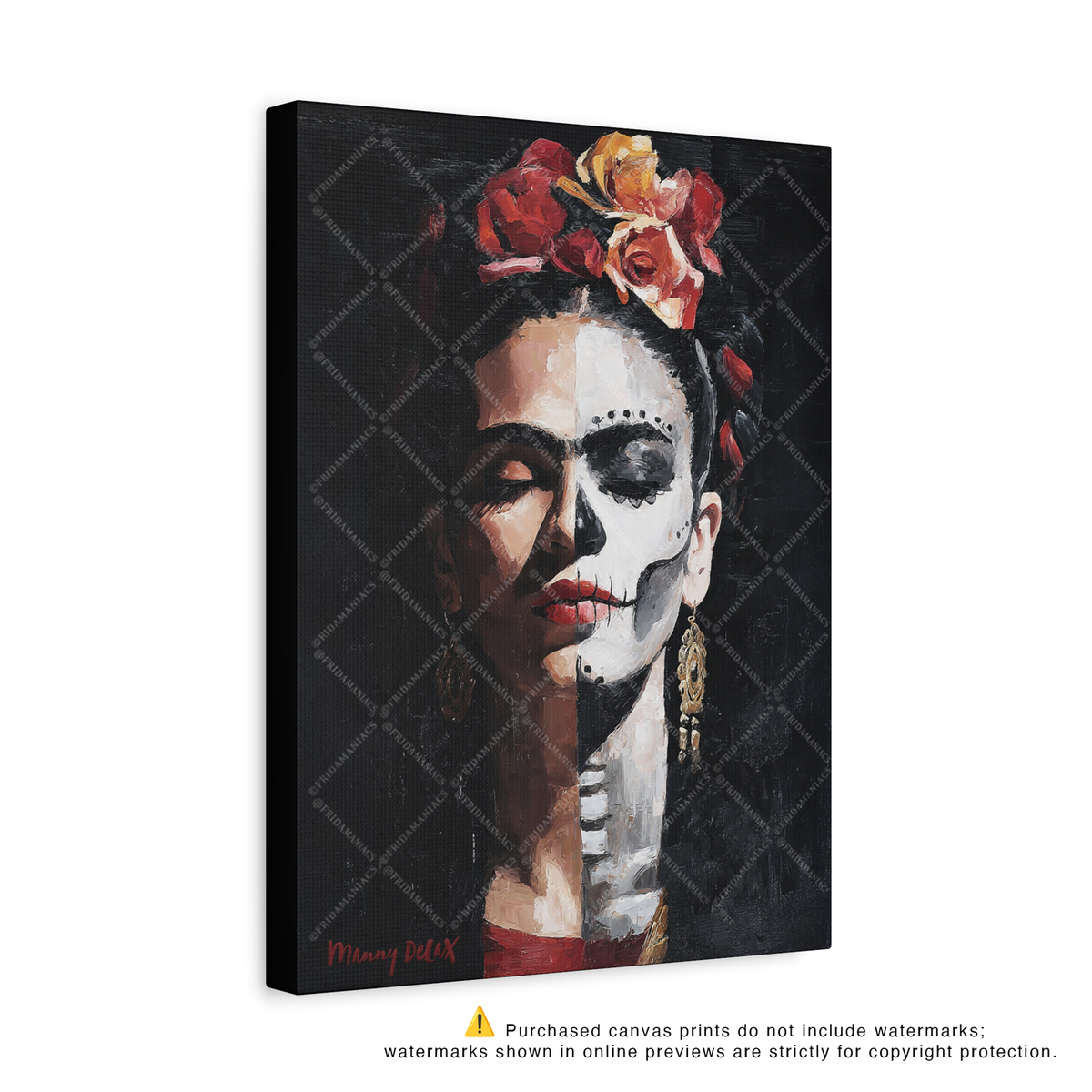 Frida Kahlo Inspired Matte Canvas Wall Art (12"x16"x1.25")