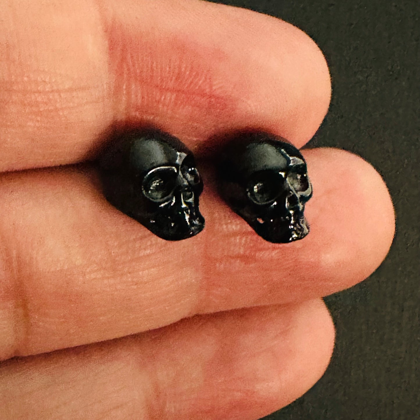 Unisex Black Skull Stud Earrings