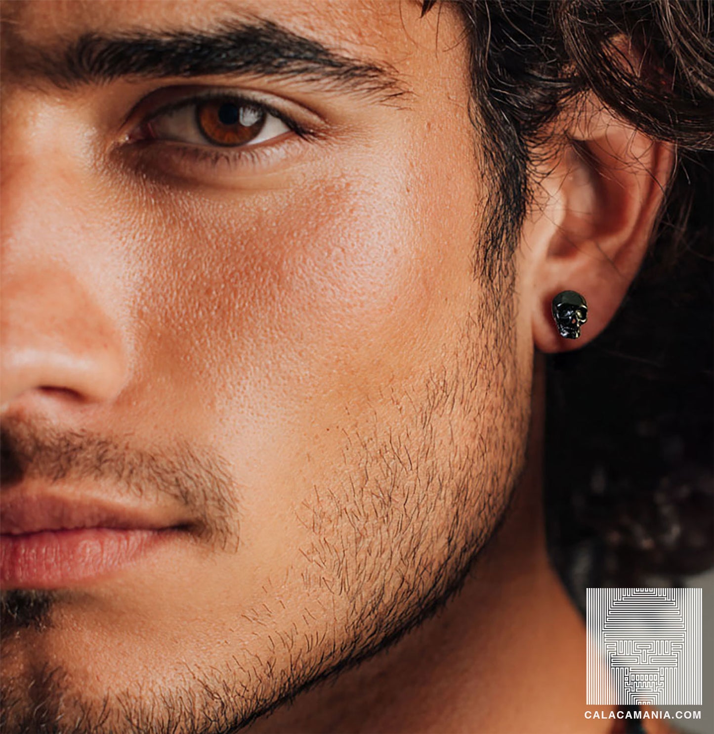 Unisex Black Skull Stud Earrings