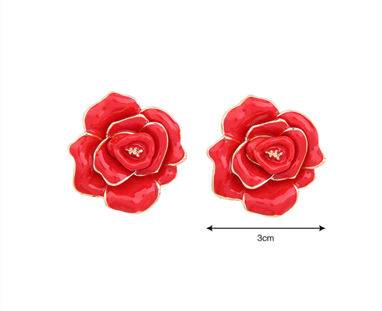 Mexican Red Rose Statement Stud Earrings