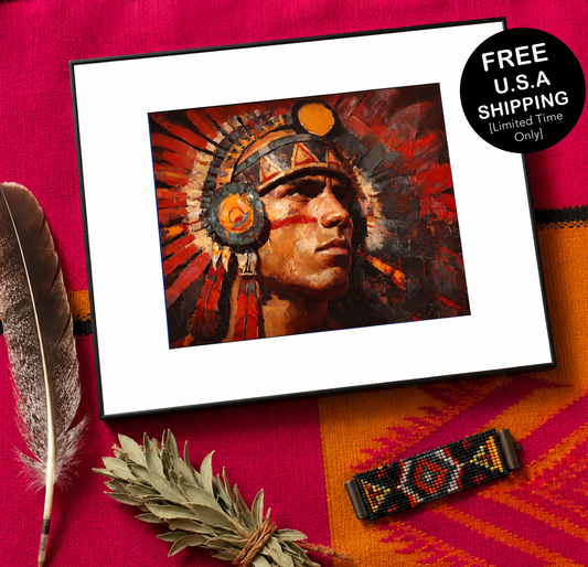 Framed Aztec Warrior Art Print: Salute to the Sun (11 x 14 inches)