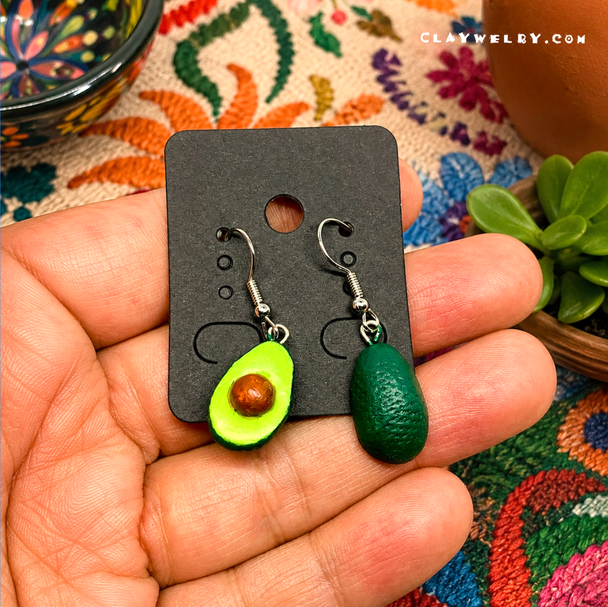 Charming Avocado Clay Earrings
