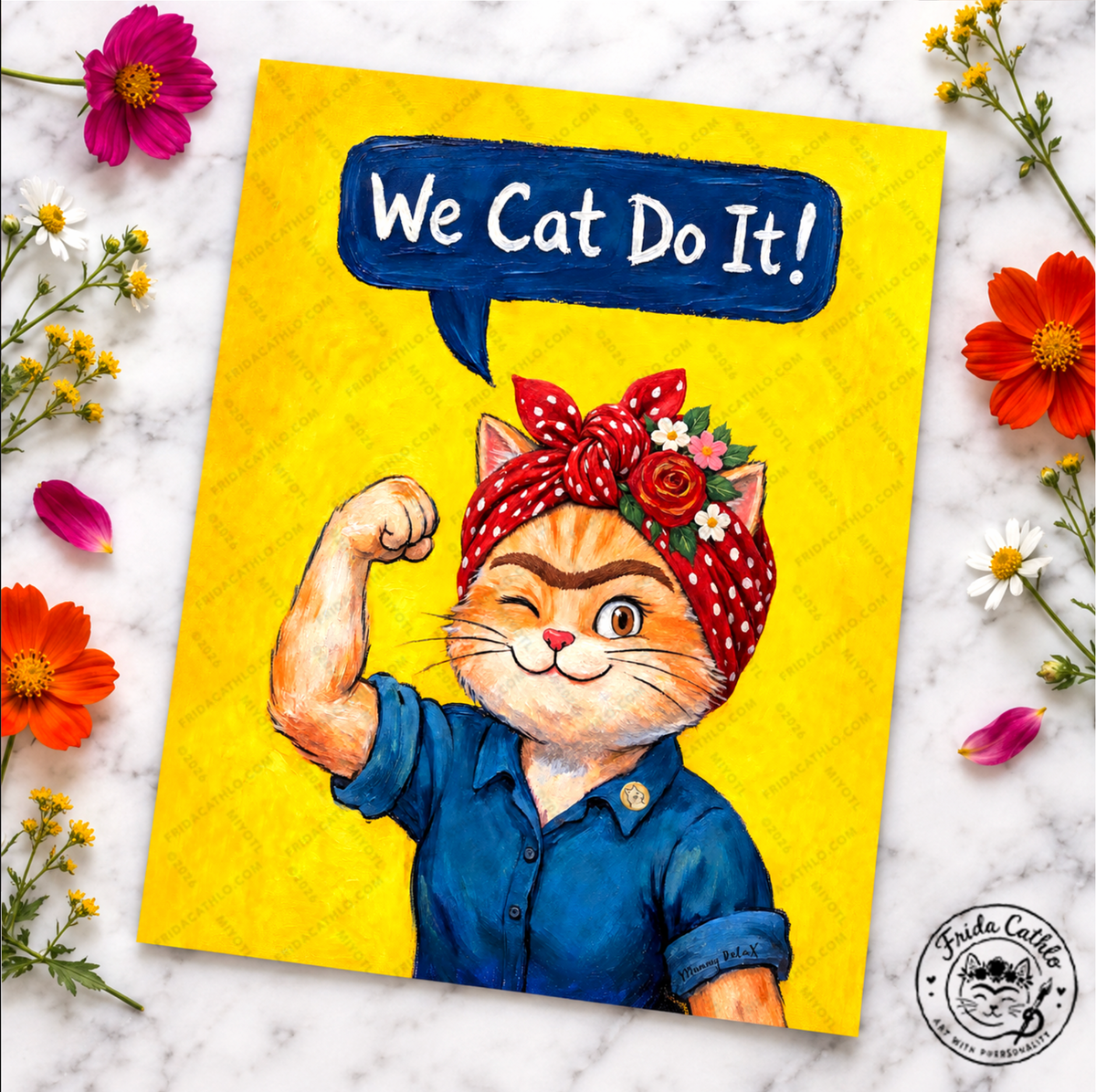 Frida Cathlo 'We Cat Do It!" Art Print