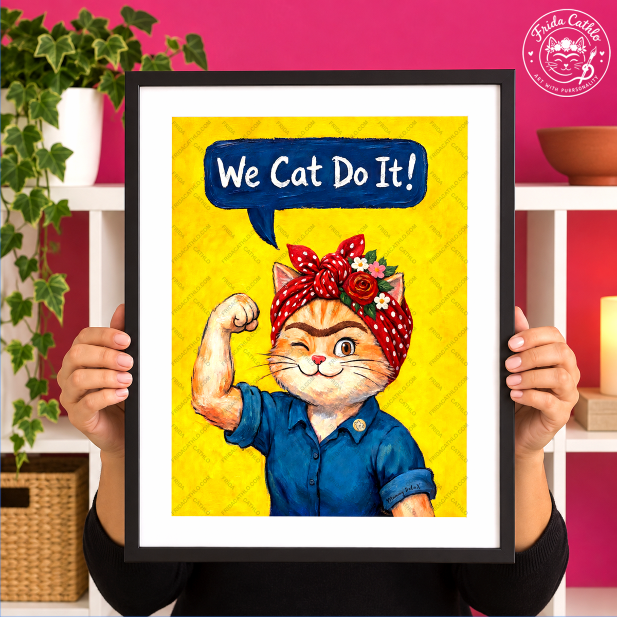 Frida Cathlo 'We Cat Do It!" Art Print