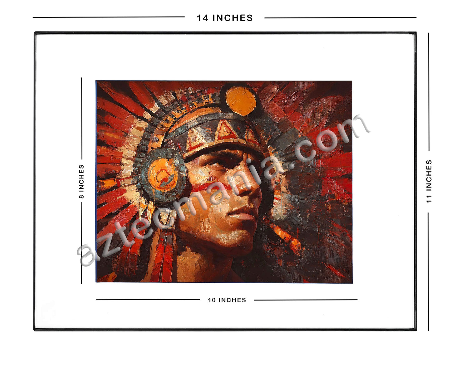 Framed Aztec Warrior Art Print: Salute to the Sun (11 x 14 inches)