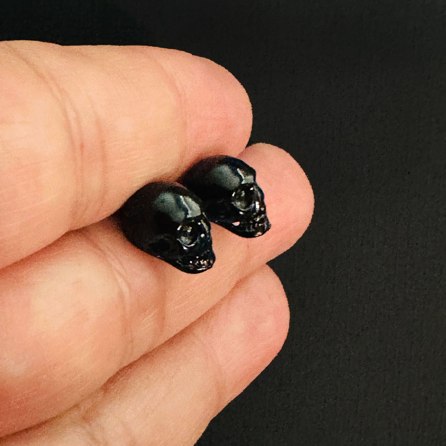 Unisex Black Skull Stud Earrings