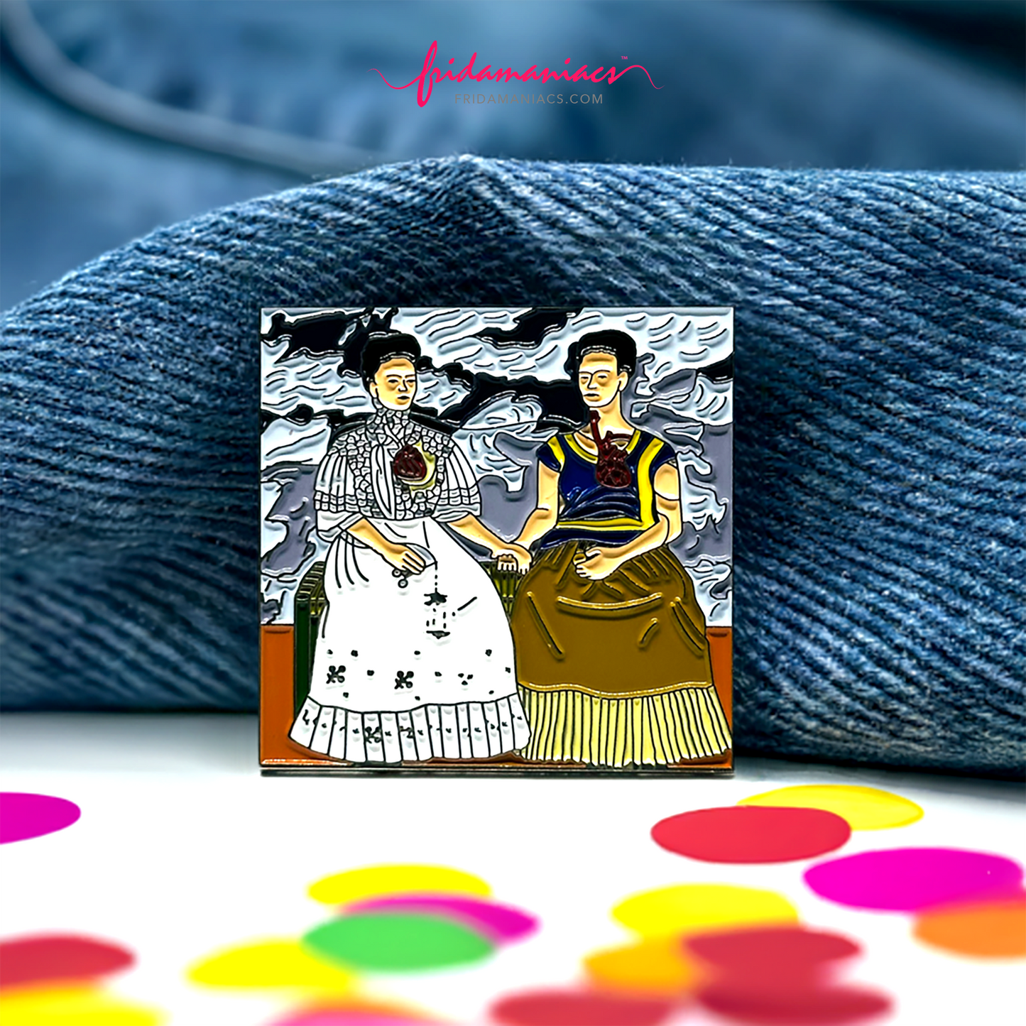 Las Dos Fridas Enamel Pin - Metallic Brooch