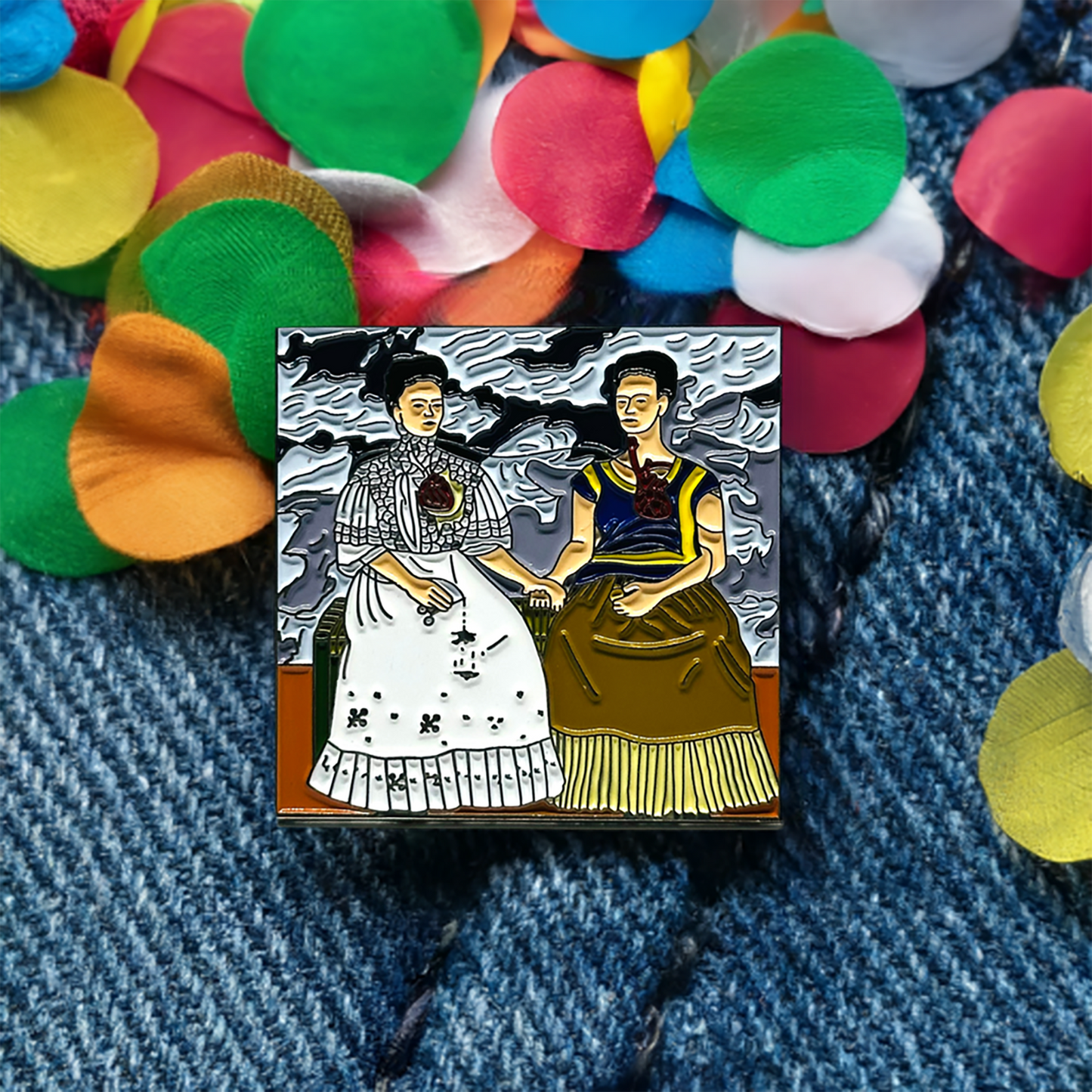 Las Dos Fridas Enamel Pin - Metallic Brooch