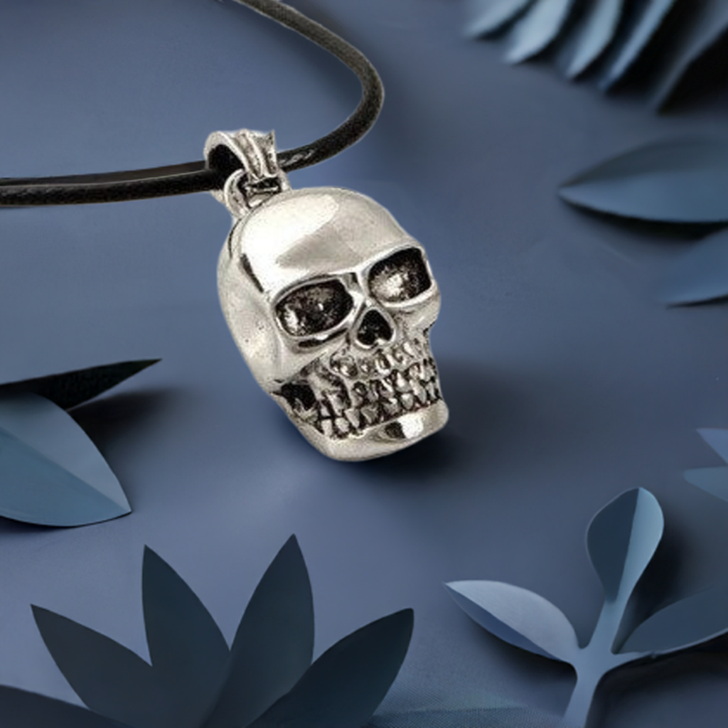 Alluring Men's Silver Skull Pendant-Necklace