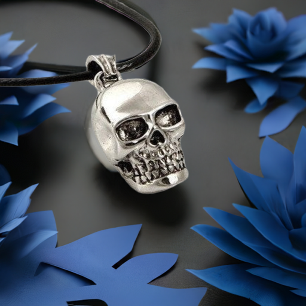 Alluring Men's Silver Skull Pendant-Necklace