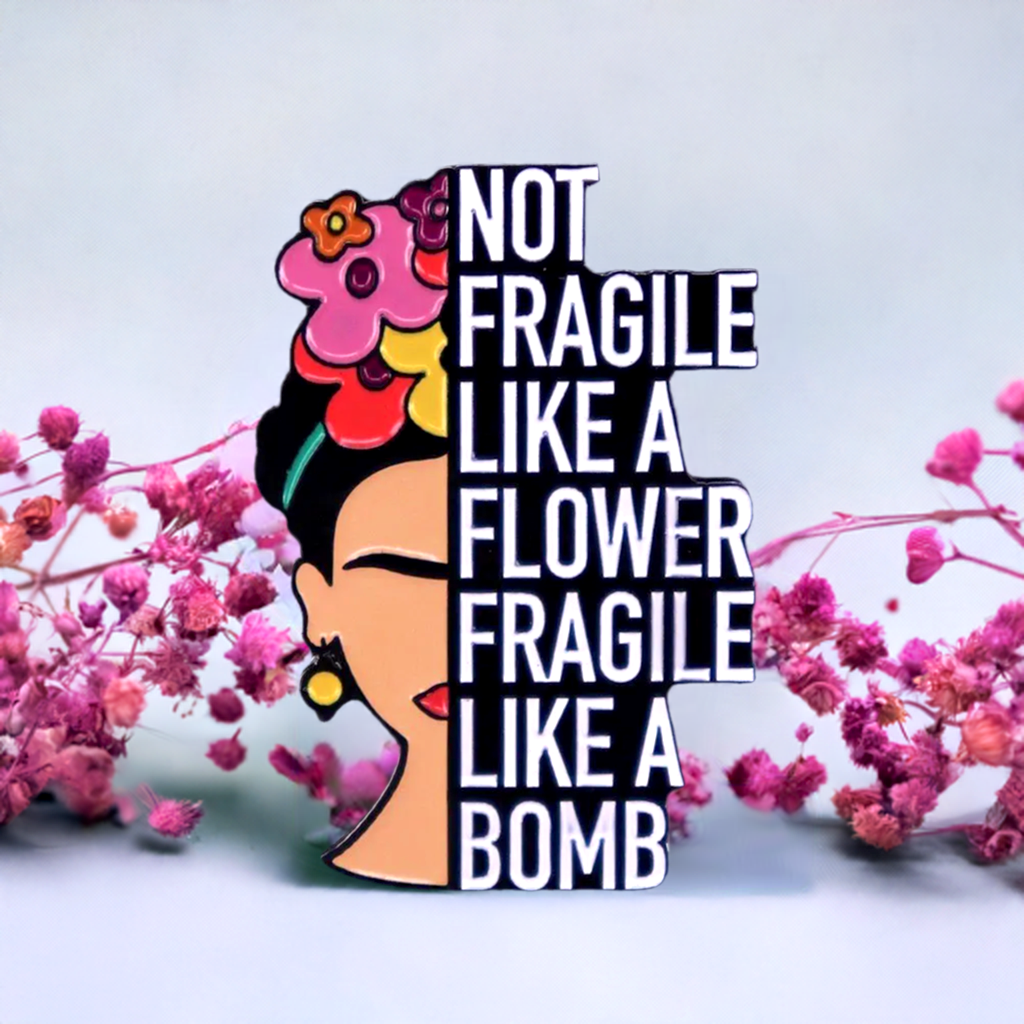 Frida Kahlo Inspired Enamel Pin - Metallic Brooch