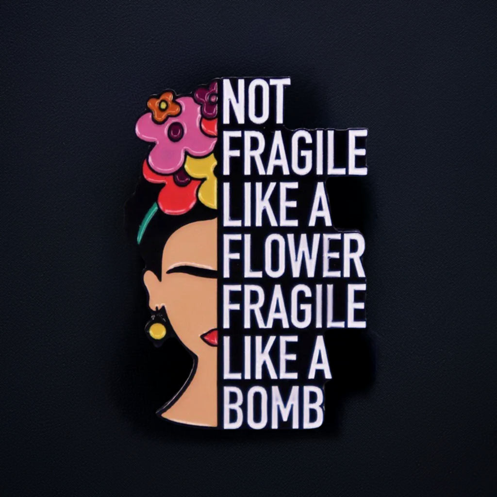 Frida Kahlo Inspired Enamel Pin - Metallic Brooch