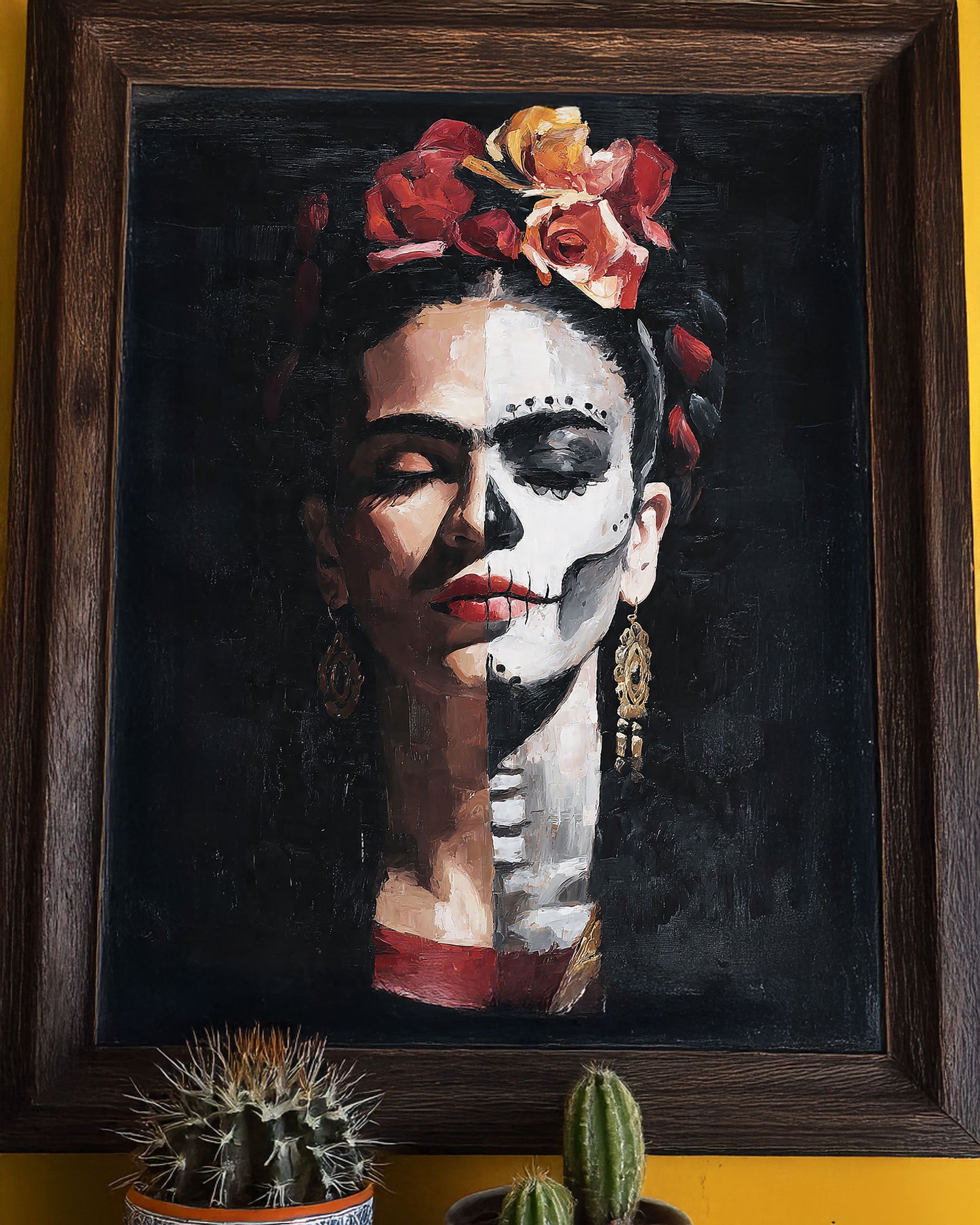 Frida Kahlo Inspired Matte Canvas Wall Art (12"x16"x1.25")