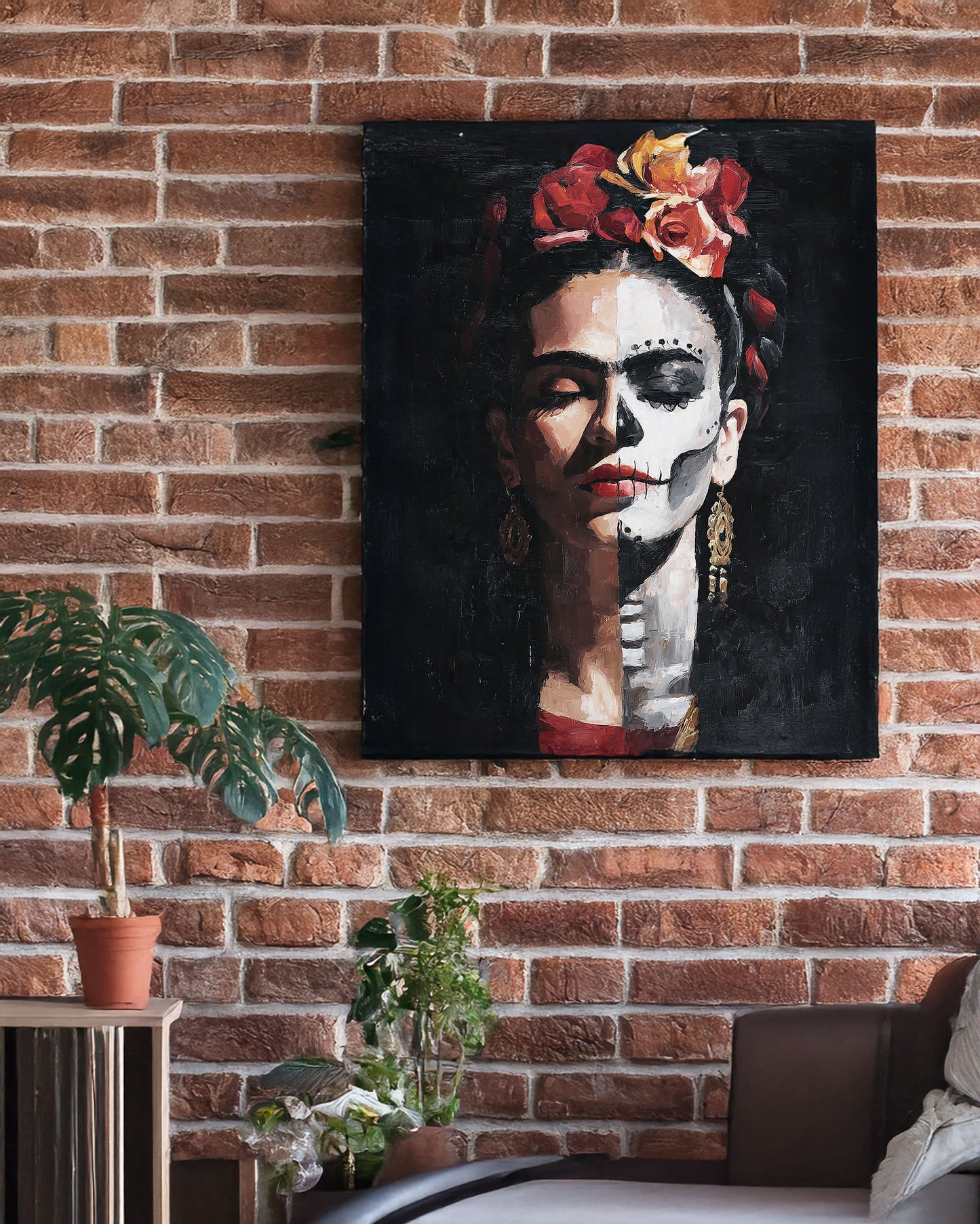 Frida Kahlo Inspired Matte Canvas Wall Art (12"x16"x1.25")