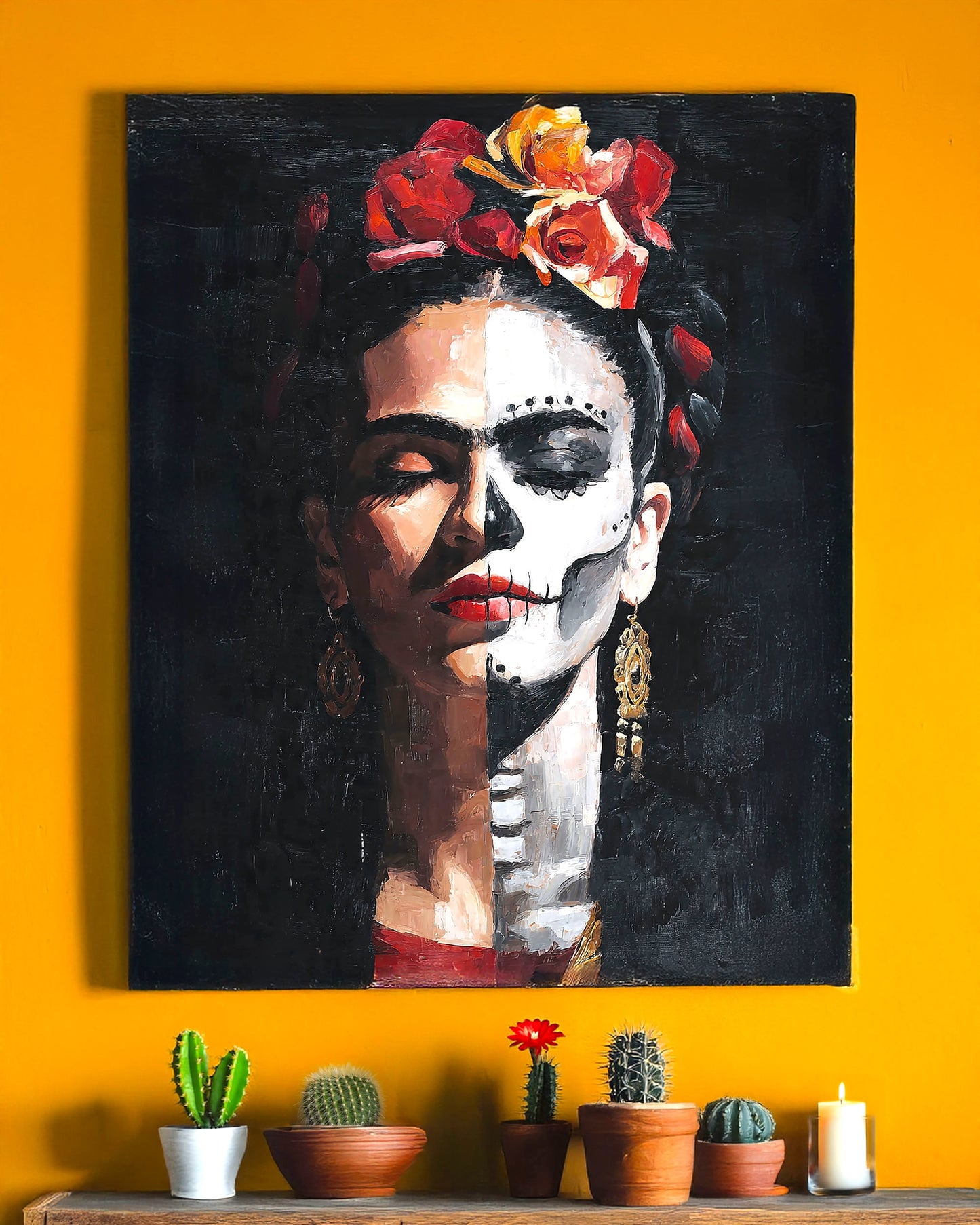 Frida Kahlo Inspired Matte Canvas Wall Art (12"x16"x1.25")