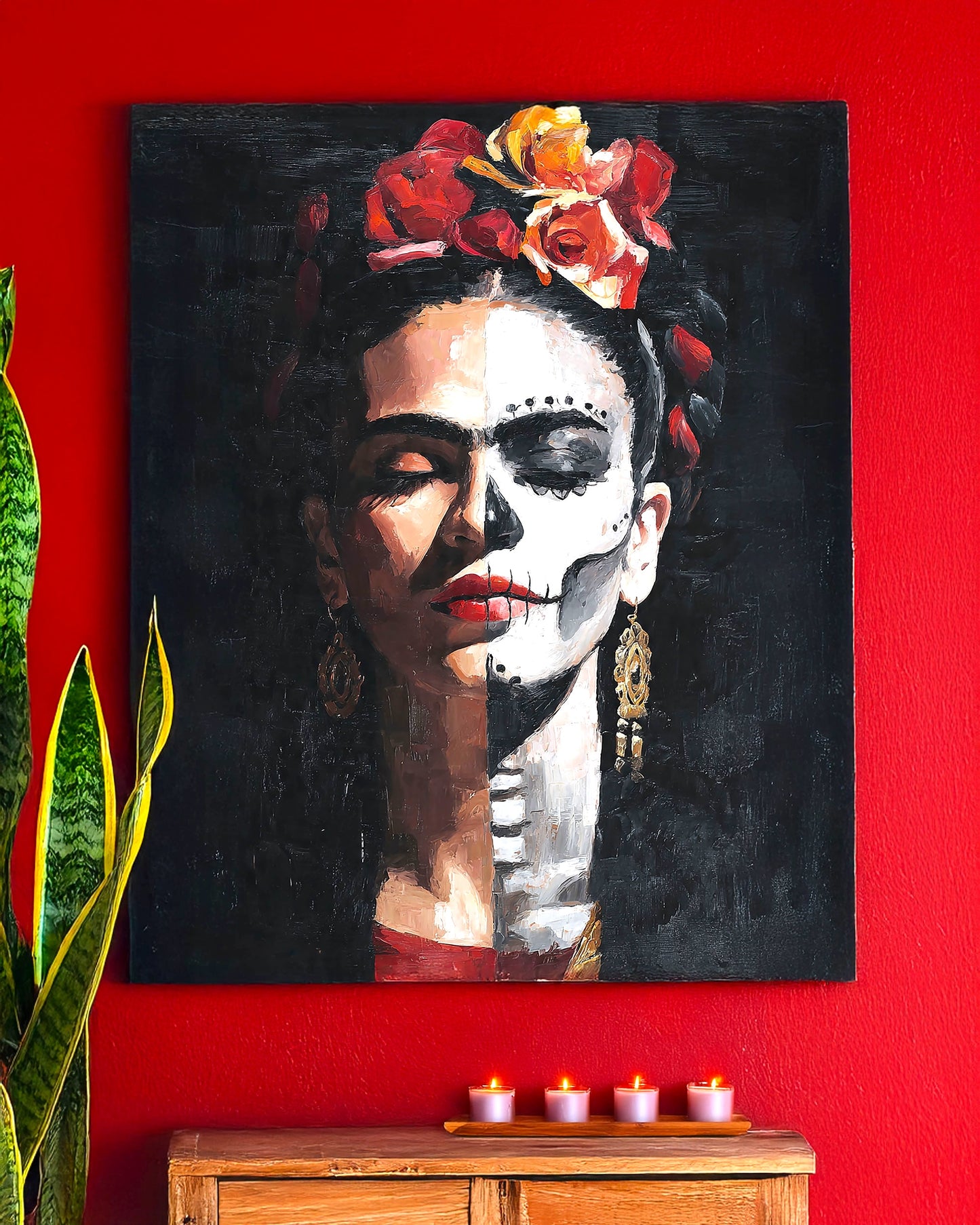 Frida Kahlo Inspired Matte Canvas Wall Art (12"x16"x1.25")