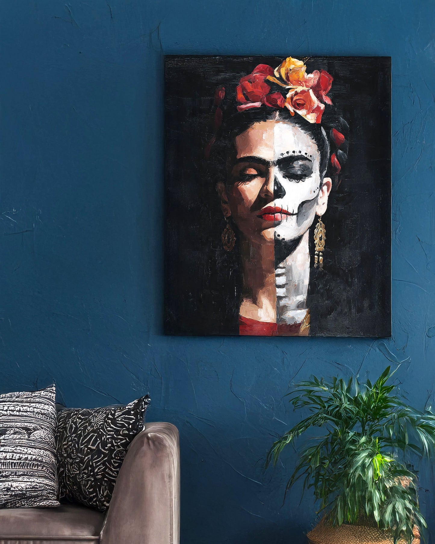 Frida Kahlo Inspired Matte Canvas Wall Art (12"x16"x1.25")