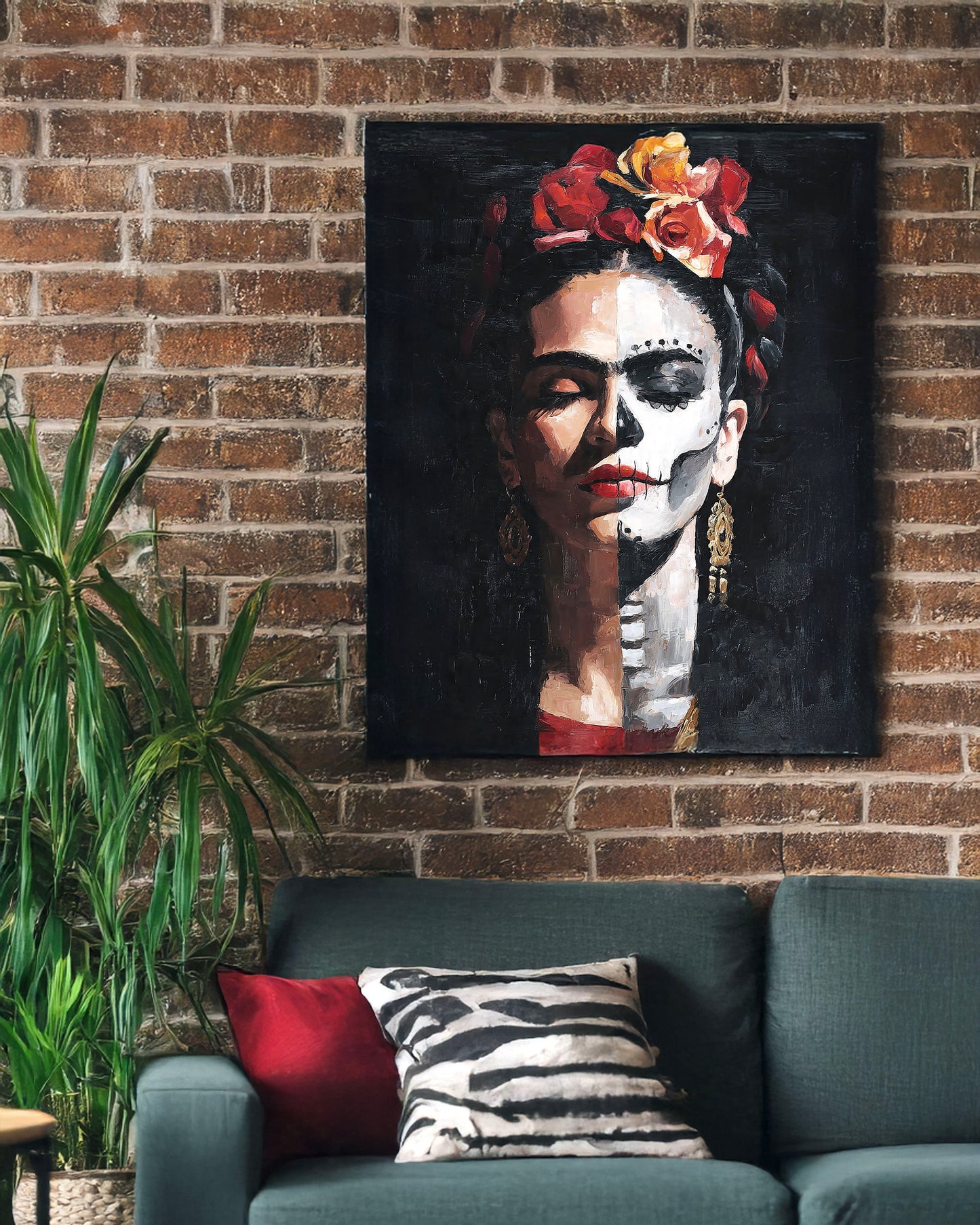Frida Kahlo Inspired Matte Canvas Wall Art (12"x16"x1.25")