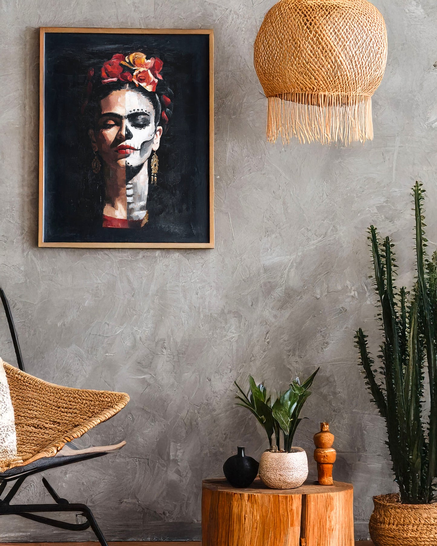 Frida Kahlo Inspired Matte Canvas Wall Art (12"x16"x1.25")