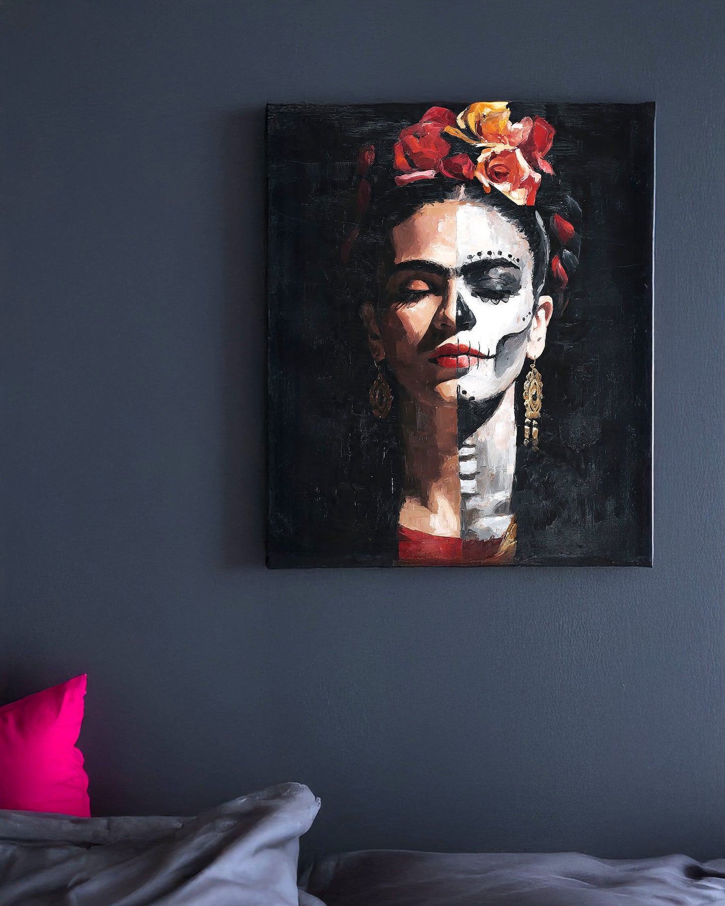 Frida Kahlo Inspired Matte Canvas Wall Art (12"x16"x1.25")