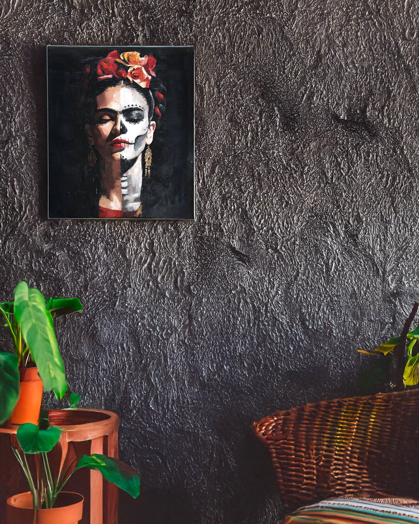 Frida Kahlo Inspired Matte Canvas Wall Art (12"x16"x1.25")