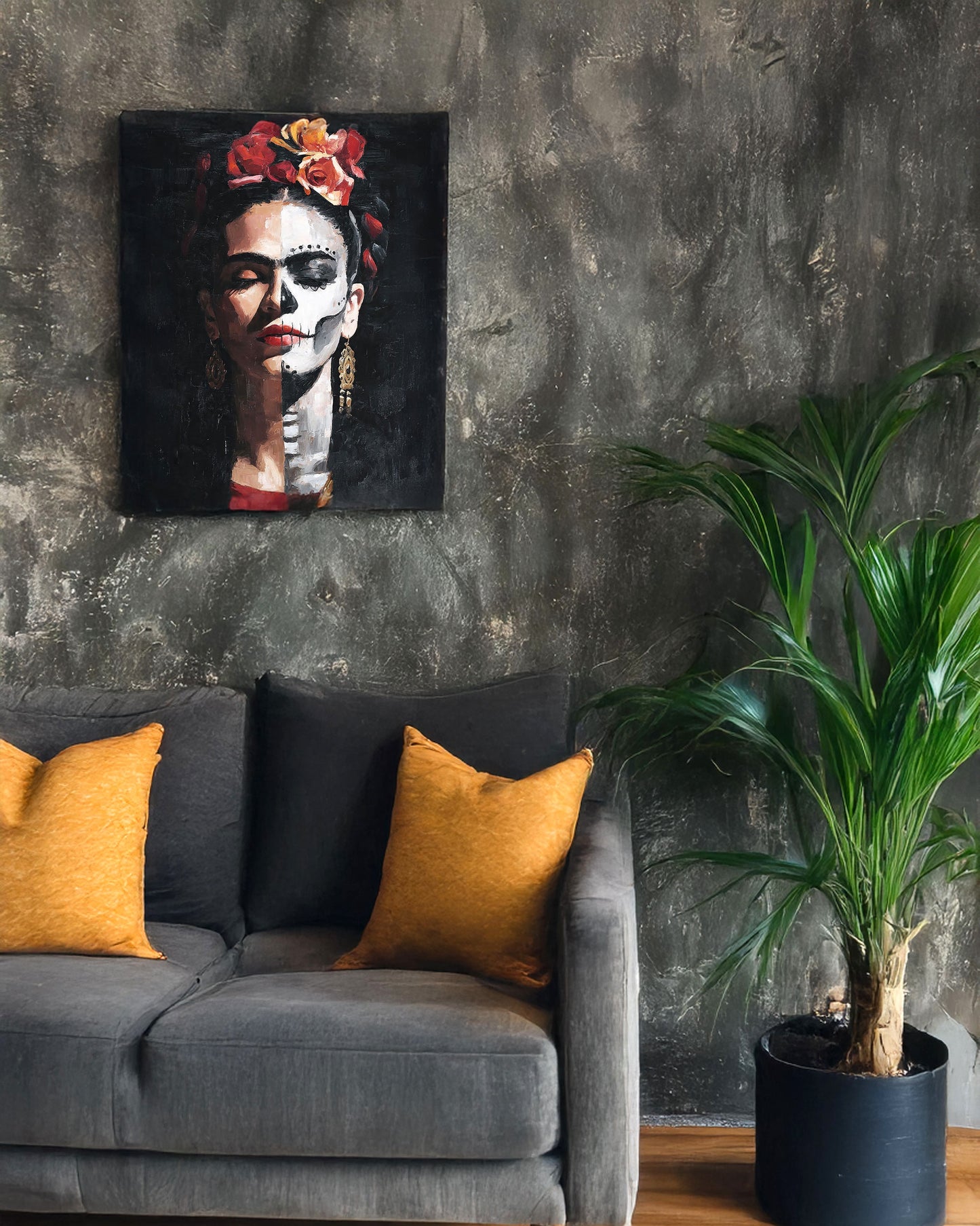Frida Kahlo Inspired Matte Canvas Wall Art (12"x16"x1.25")