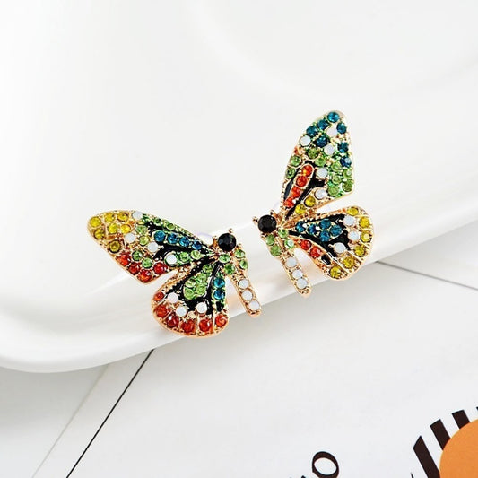 Butterfly Earrings Multicolor Rhine Stone Butterfly Stud Earrings Mexican Jewelry Frida Jewelry FridaFans Aretes Mariposa Girl Birthday Gift