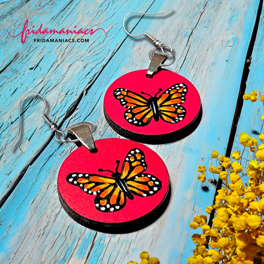 Hand painted Butterfly wood earrings