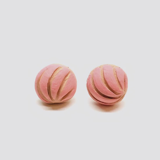 Strawberry Concha Stud Clay Earrings Mexican Pink Conchitas Sweet Bread Food Jewelry Claywelry Pan Dulce Summer Fashion Girls & Women Aretes