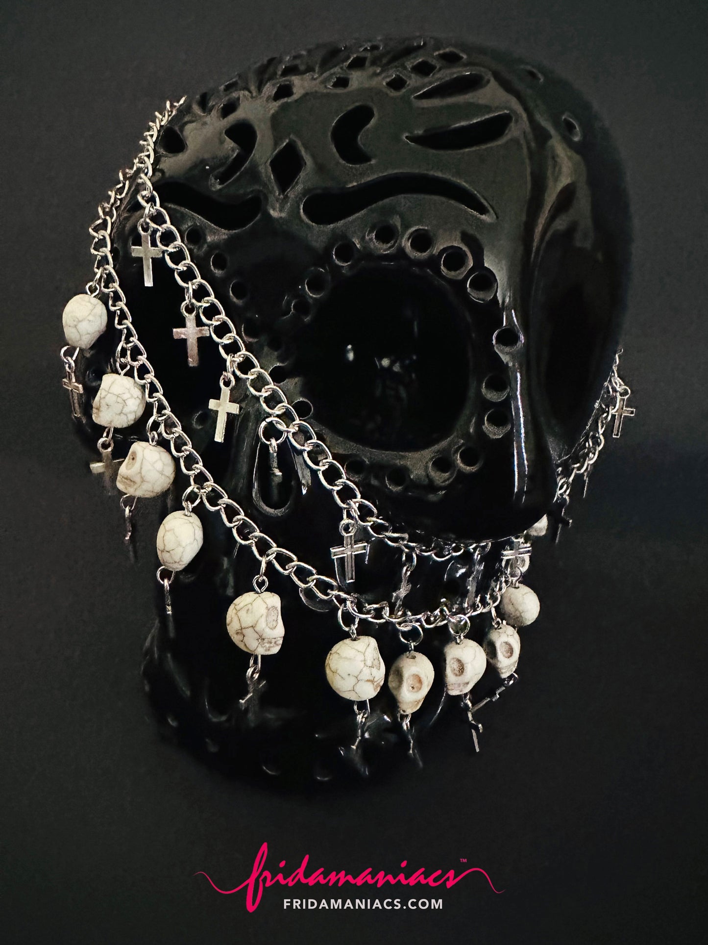 Double Chain Skull and Cross Necklace