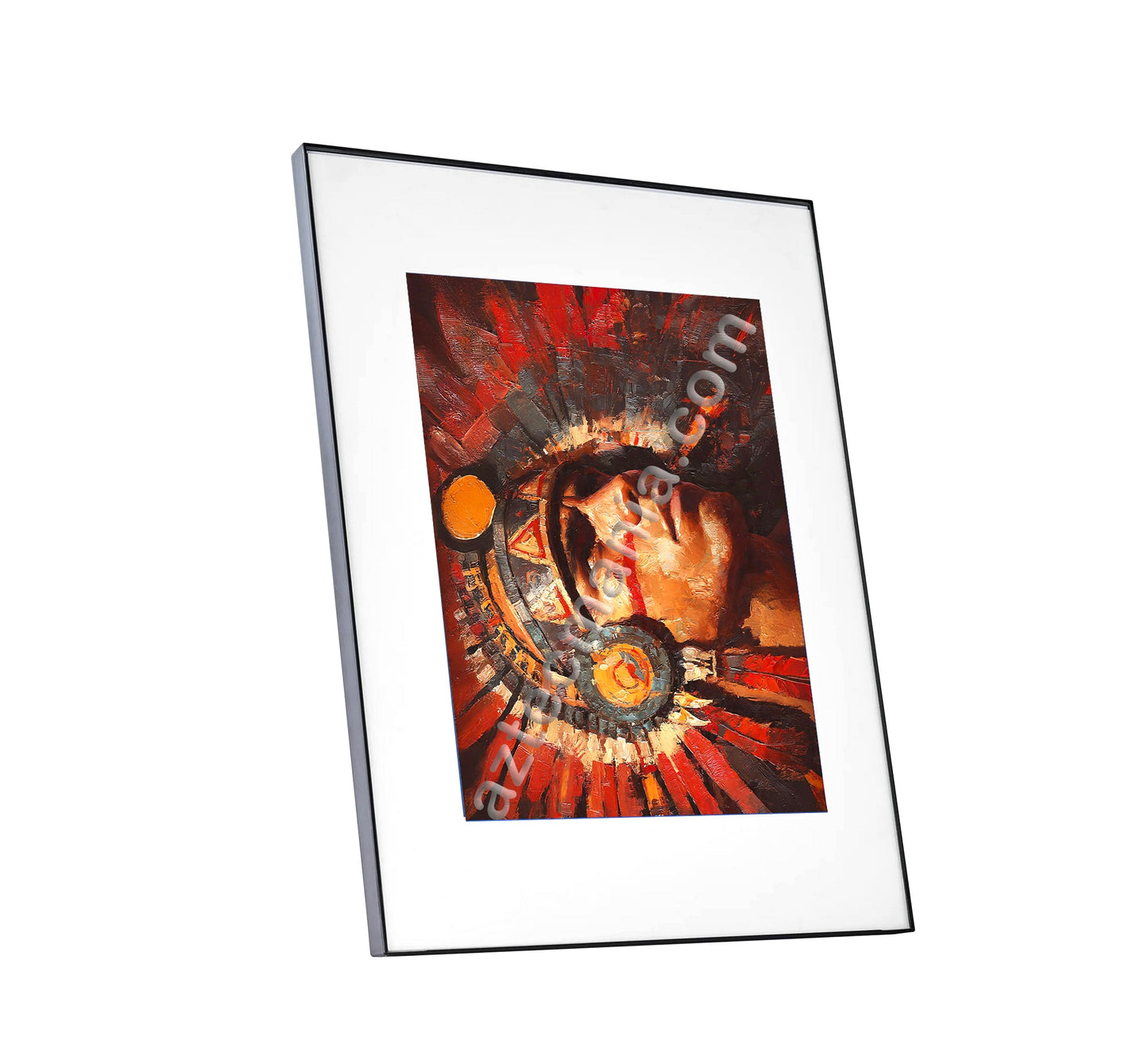 Framed Aztec Warrior Art Print: Salute to the Sun (11 x 14 inches)