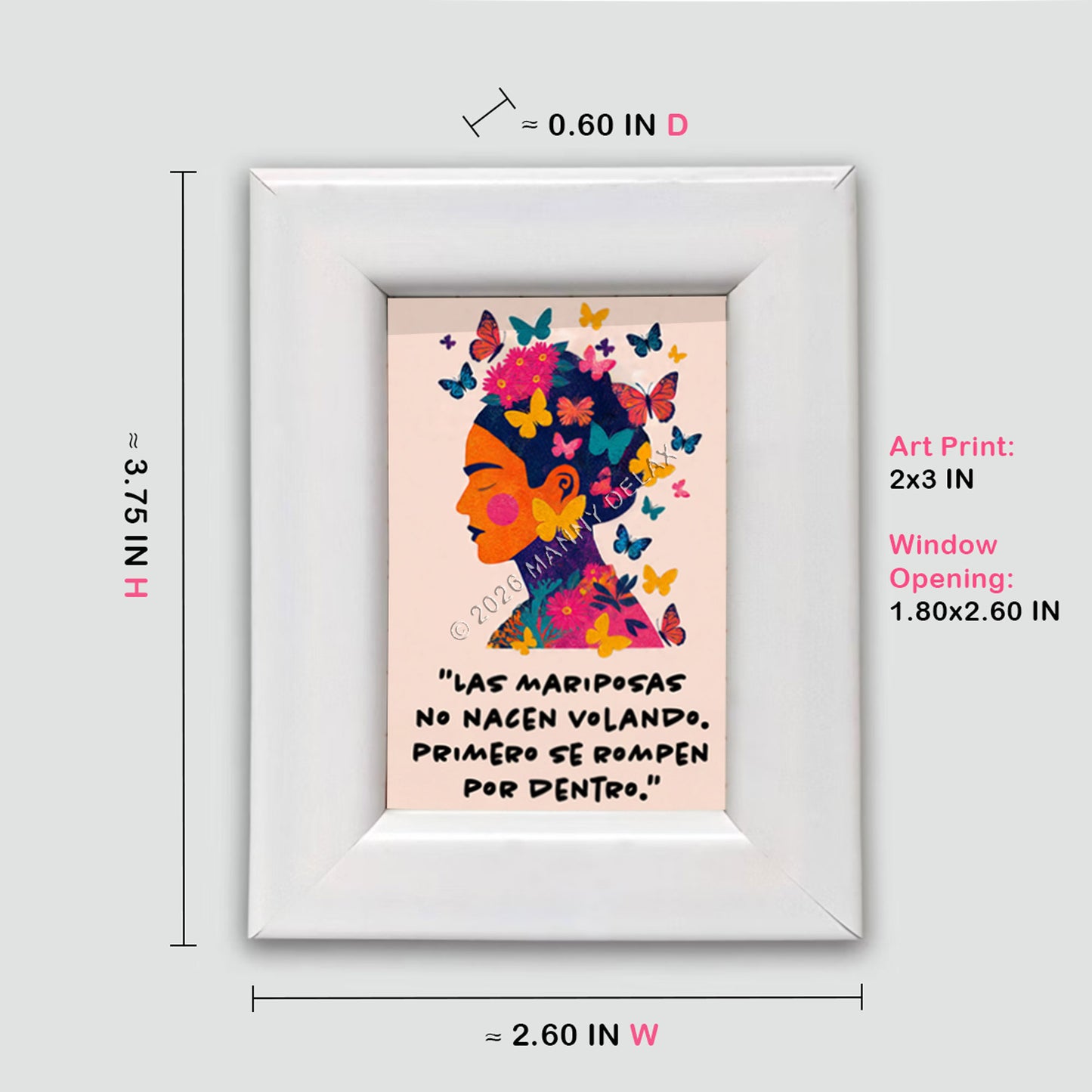Mini Framed Butterfly Inspirational Art Print