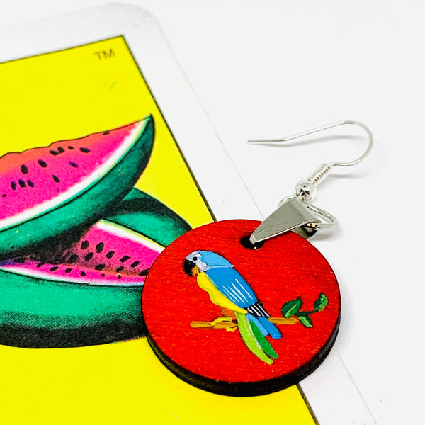 Mexican Loteria Earrings - Bird/Watermelon