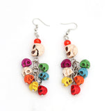 Day of the Dead Skull Earrings. Colorful skull stone beads. Mexican jewelry inspired by Frida Kahlo