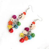 Day of the Dead Skull Earrings. Colorful skull stone beads. Mexican jewelry inspired by Frida Kahlo