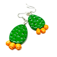 Cactus earrings. Handmade hand painted clay cactus earrings. Mexican jewelry by Fridamaniacs Frida Kahlo inspired Mexico Folk art. Wearable art accessories from Claywelry™