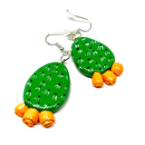 Cactus earrings. Handmade hand painted clay cactus earrings. Mexican jewelry by Fridamaniacs Frida Kahlo inspired Mexico Folk art. Wearable art accessories from Claywelry™
