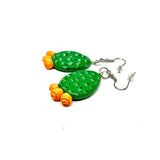 Cactus earrings. Handmade hand painted clay cactus earrings. Mexican jewelry by Fridamaniacs Frida Kahlo inspired Mexico Folk art. Wearable art accessories from Claywelry™